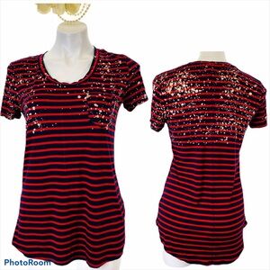 Maurices Red, Blue, and White Splatter Long Tunic Top Small